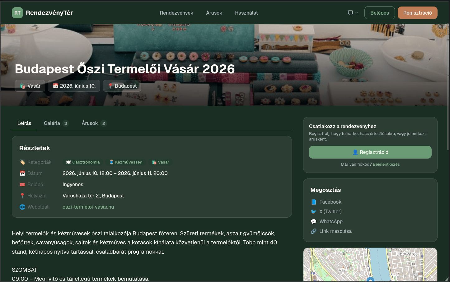 5/5 — Publikált rendezvény nézet