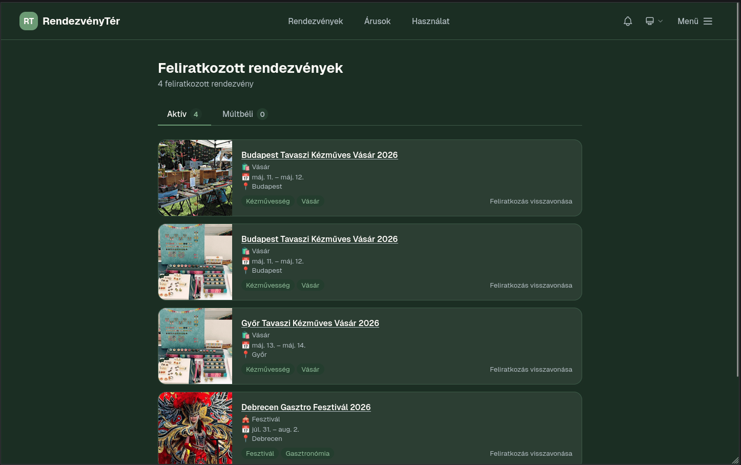 5/5 — Követett rendezvények